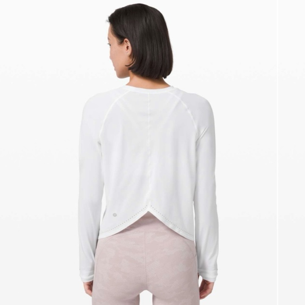 Lululemon Rise and Run Long Sleeve White 2